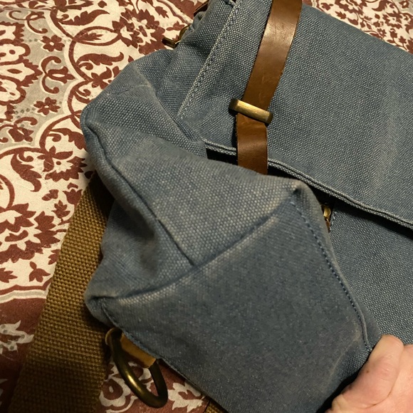 Acacia Blue Canvas Backpack Leather Adjustable straps - Picture 8 of 9